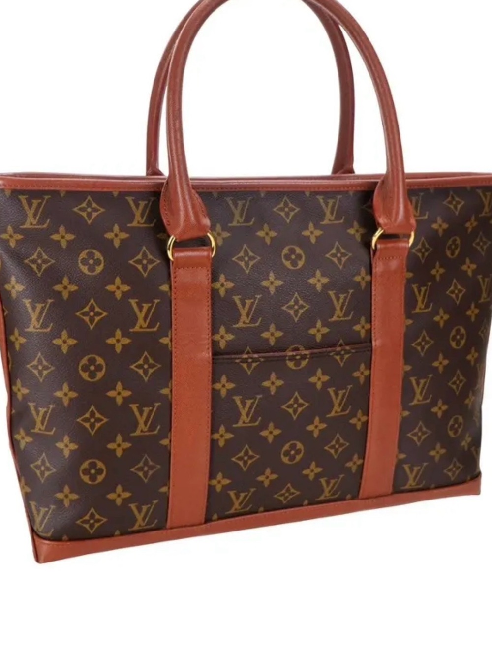 Louis Vuitton Monogram Canvas Weekender PM Tote with Brown Leather Trim